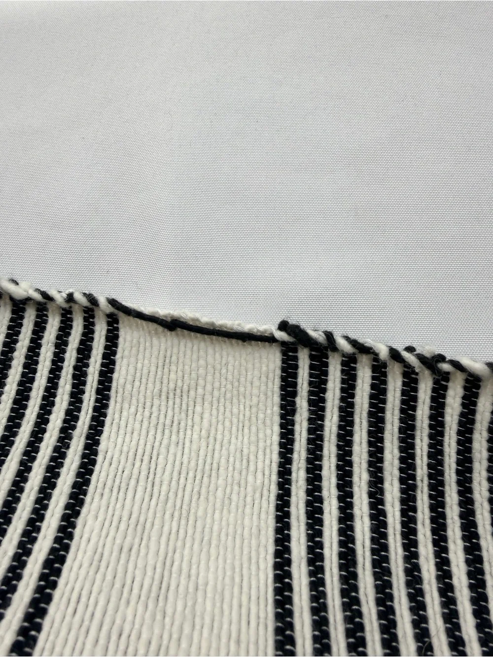 Woven Nook Off White & Black Pom Rugged Throw 47 x 60”
